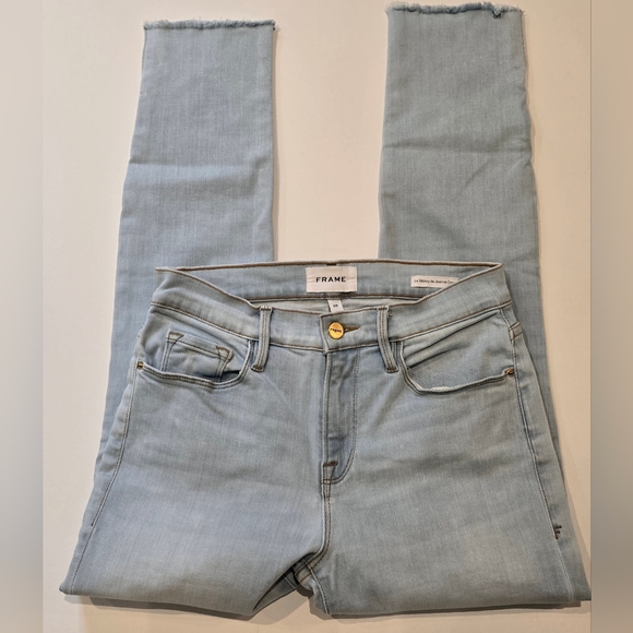 Frame Le High Waist Skinny Crop Slit Hem Ocean Ridge Wash Size 28 - Picture 7 of 12